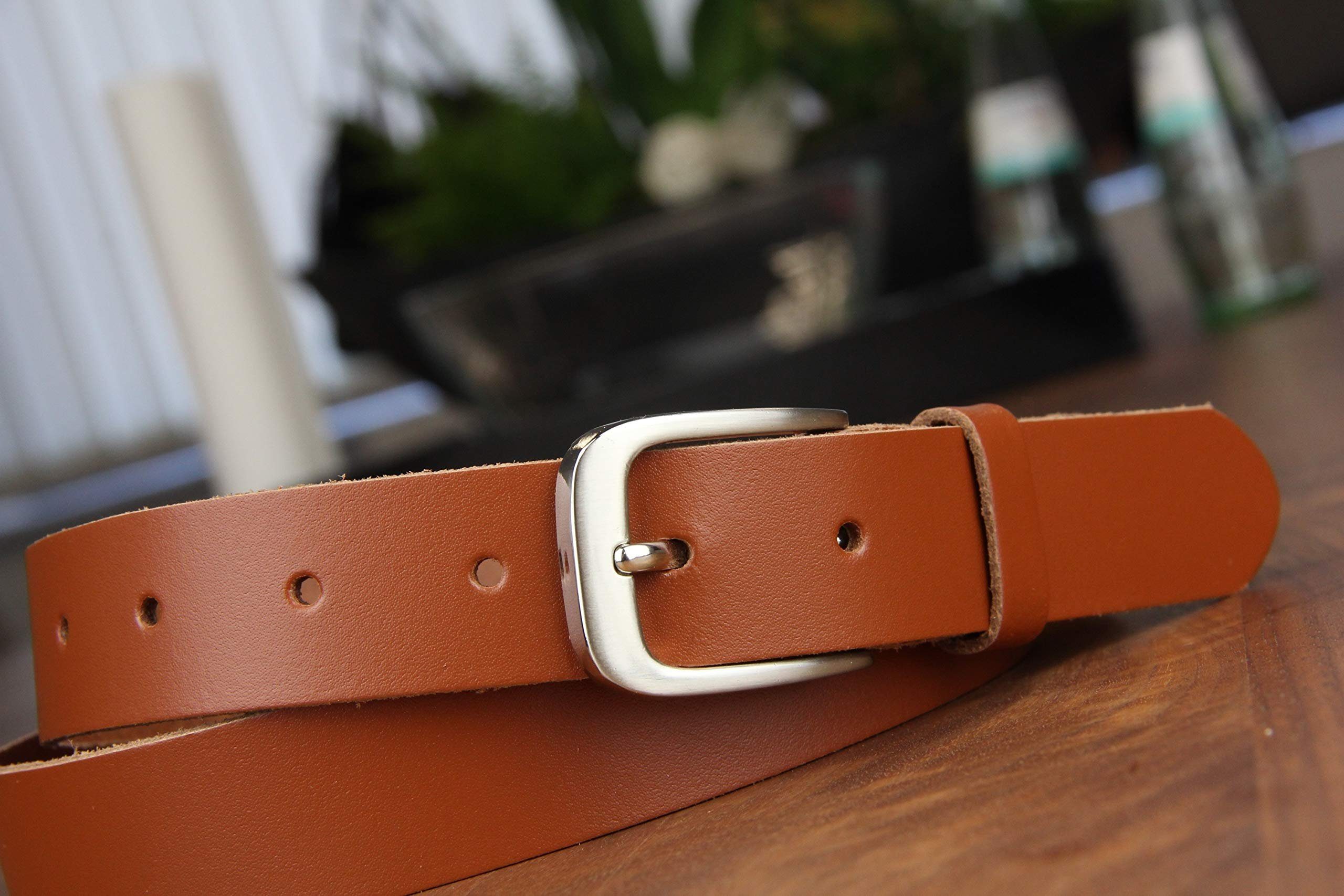 Frentree Ledergürtel aus 100% Echtleder, MADE IN GERMANY 3 cm breiter Gürtel aus Leder, kürzbar, Braun