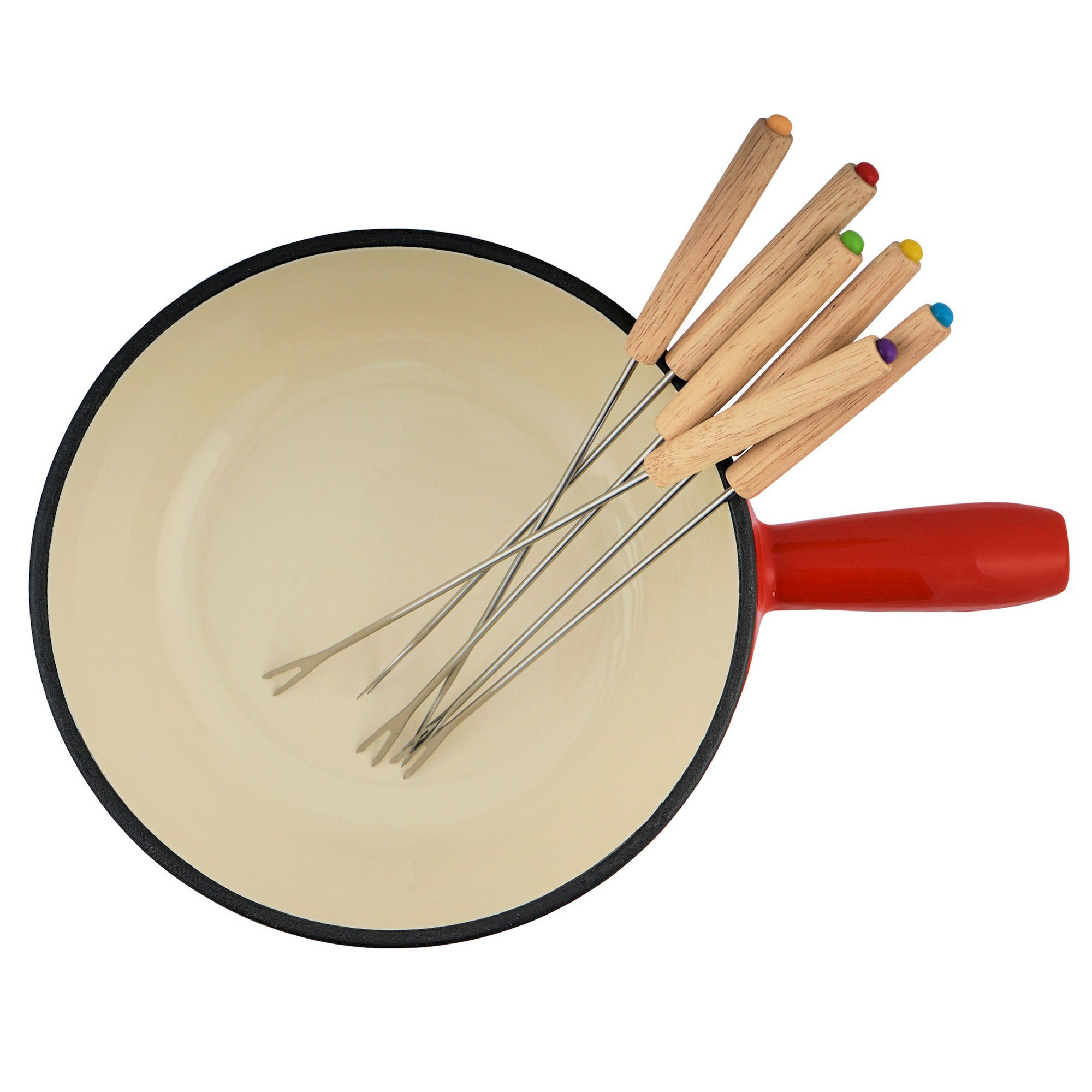 BBQ-Toro Fonduetopf 9-teiliges Gusseisen Fondue Set für 6 Personen, 2 L, emailliert, Gusseisen (Set, 9-tlg)