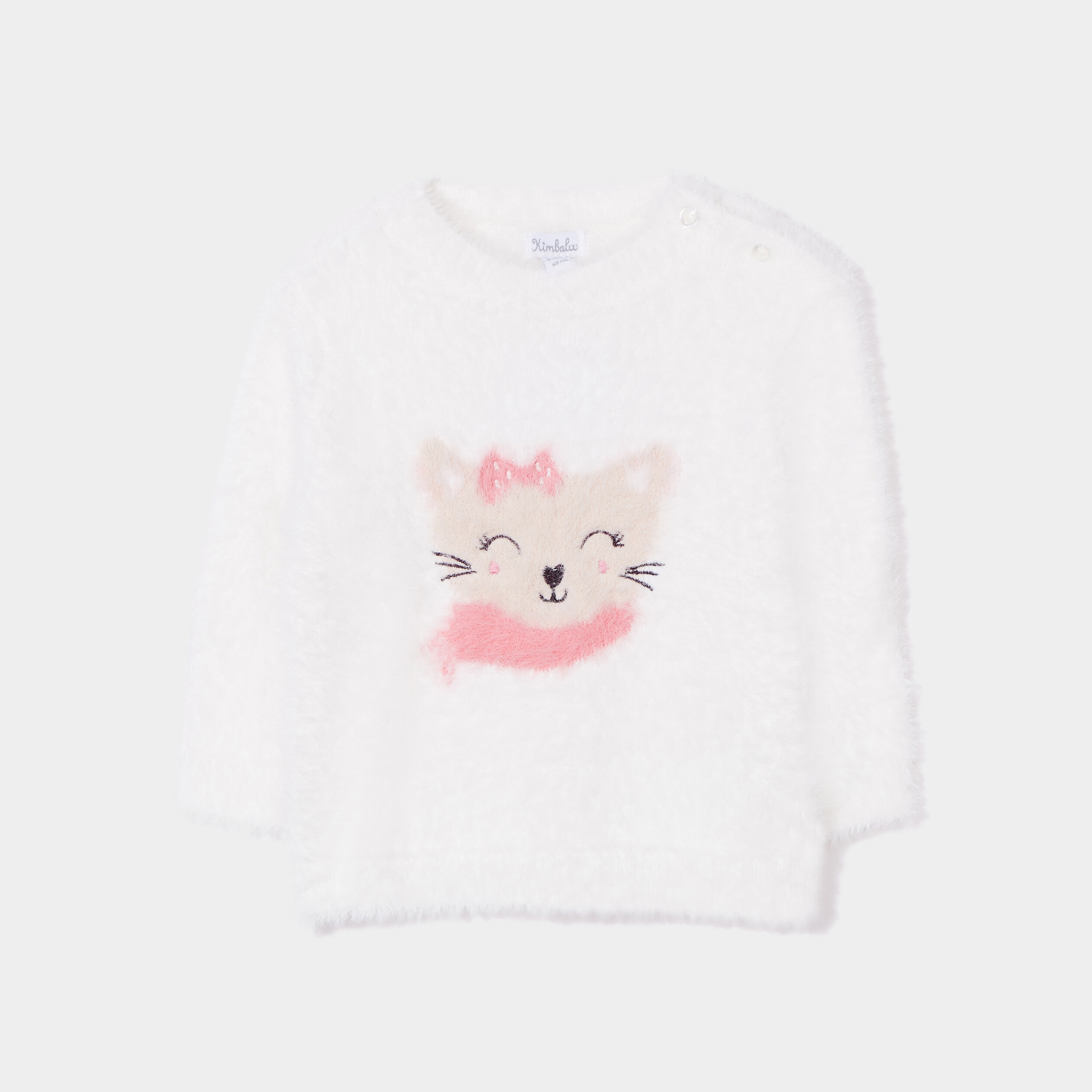 Pull mailles duveteuses Kimbaloo blanc bébé fille | La Halle