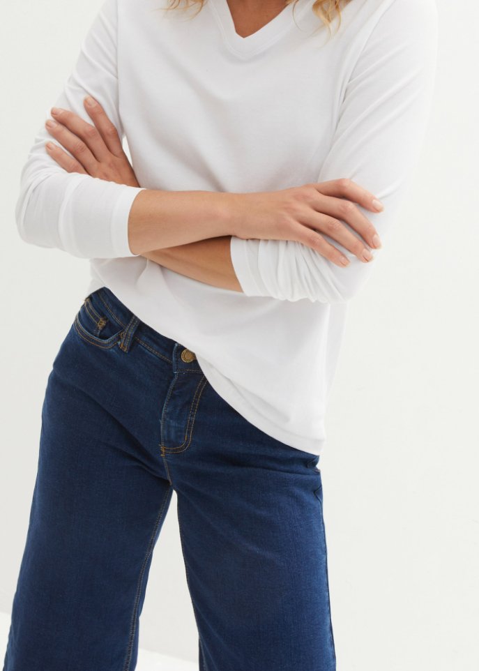Essential Langarmshirt mit V-Ausschnitt, seamless