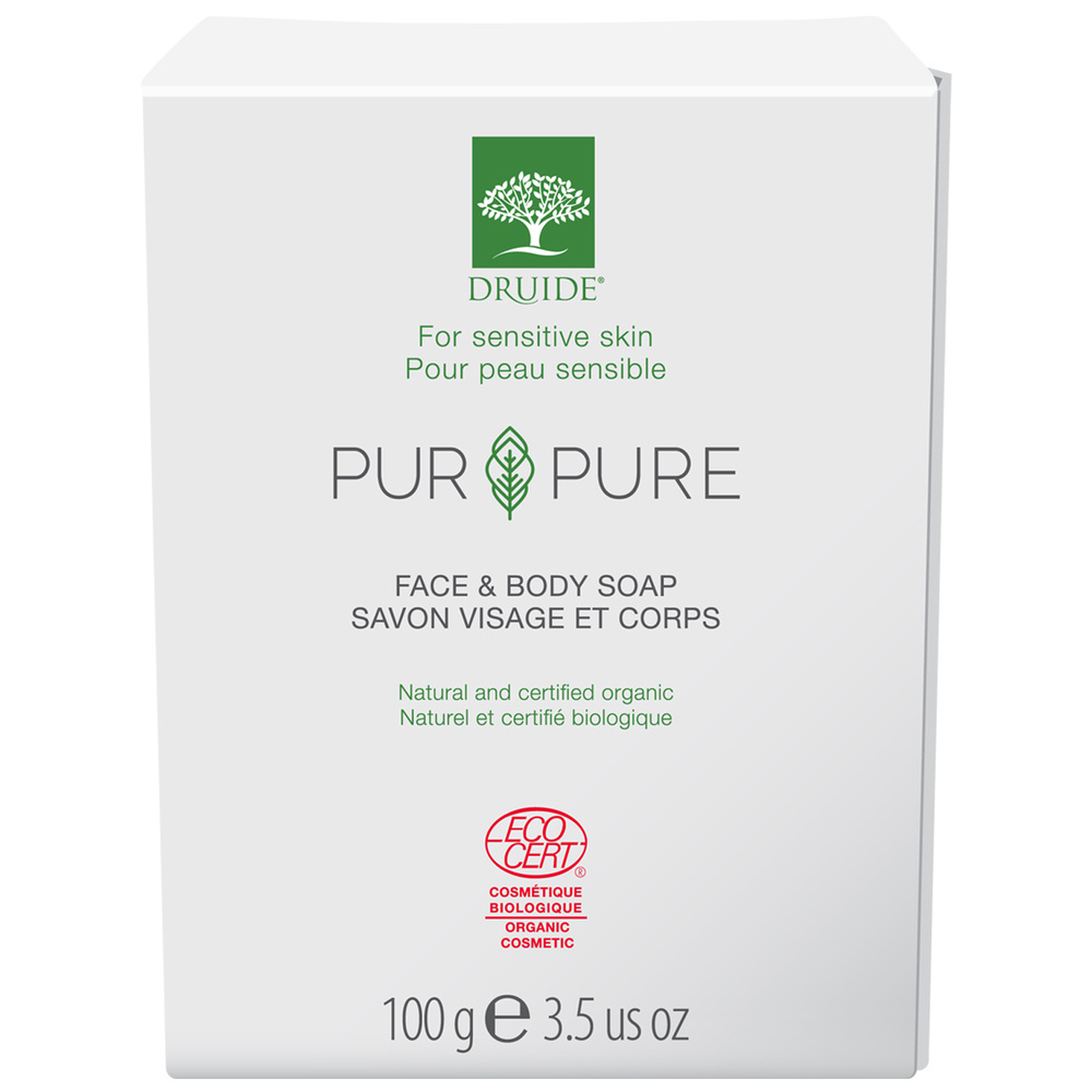 druide Savon hypoallergénique Visage et Corps Pur&Pure Savon solide peau atopique, bio, hypoallergénique, neutre, sans parfum | Druide