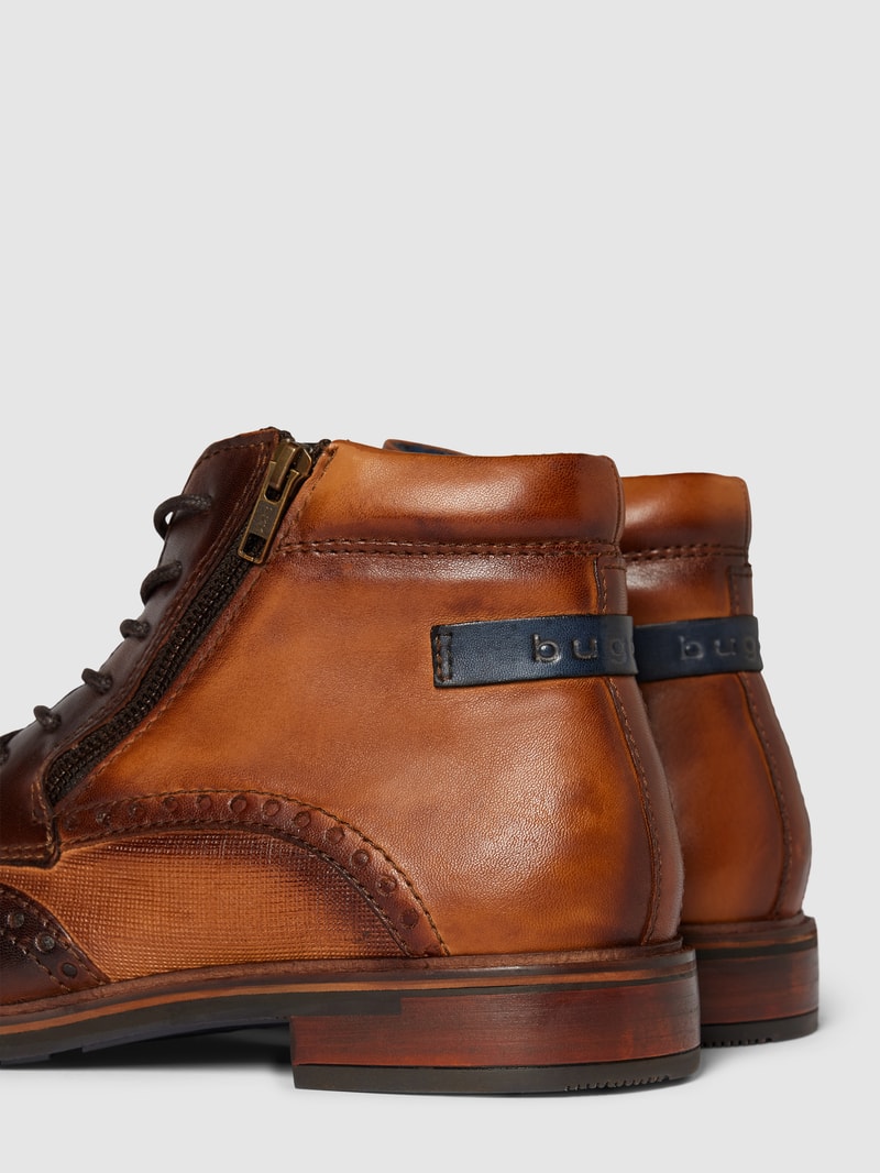 Schnürstiefel mit seitlichem Reißverschluss Modell 'Dano' in cognac