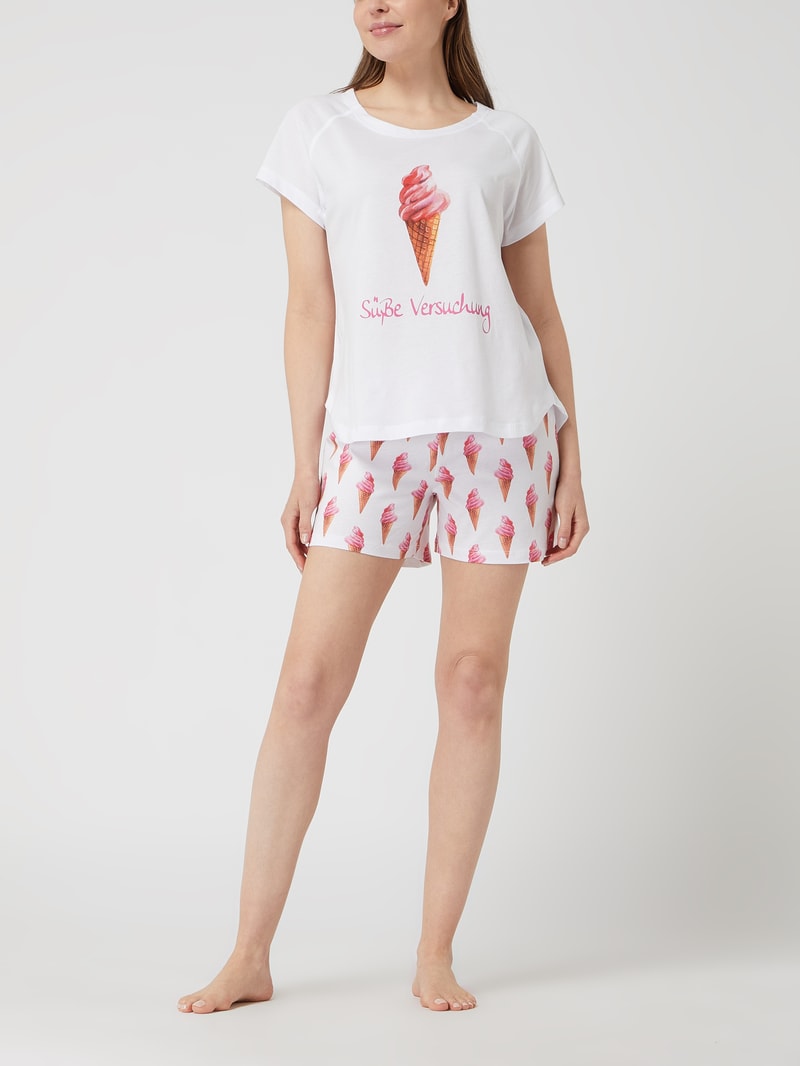 Pyjama mit Prints in weiß