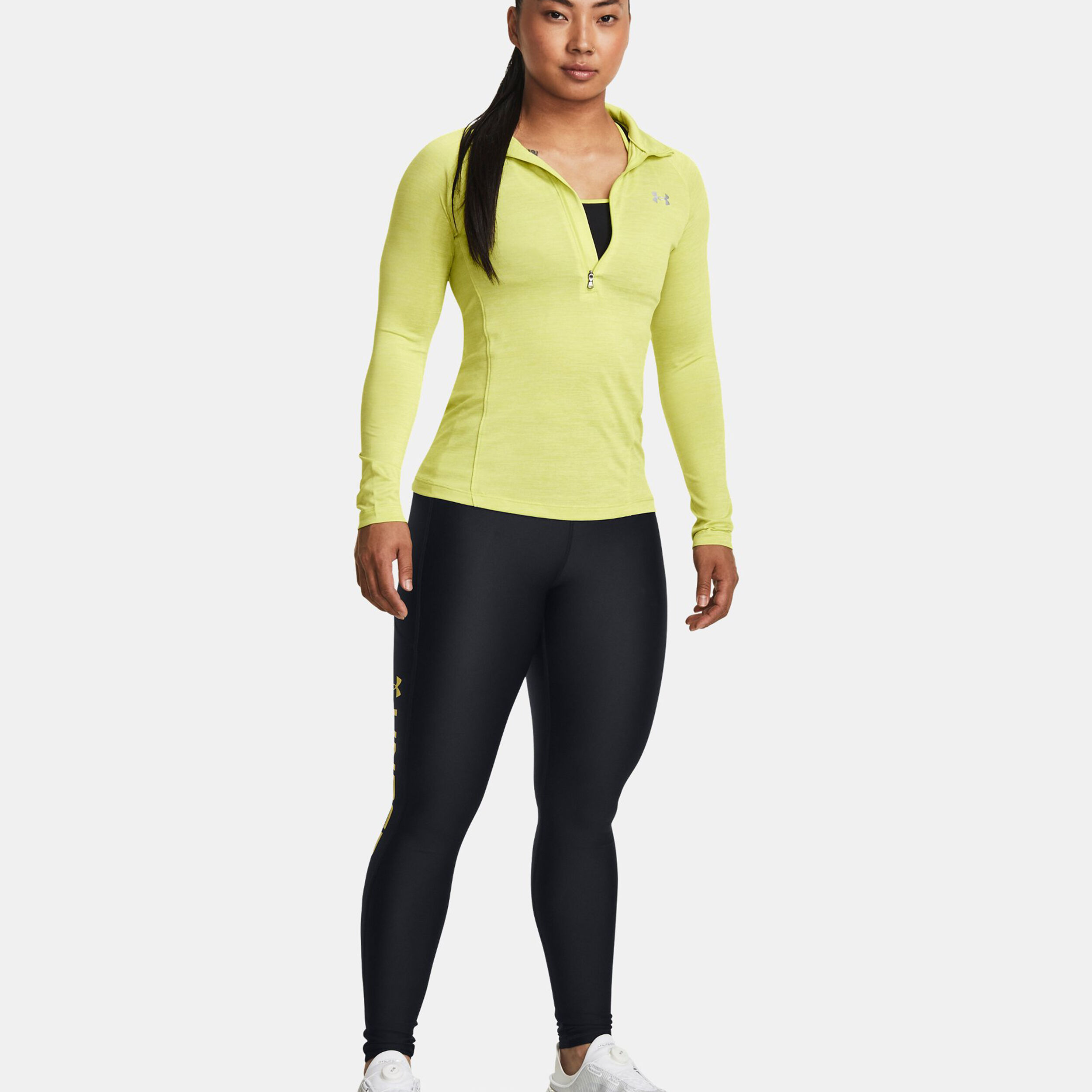 Tech Half-Zip Twist Longsleeve Damen - Neongelb