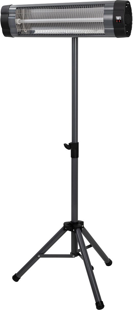 Heidenfeld Heizstrahler Elektro Infrarot Heizstrahler IH100 inkl. Stativ und Fernbedienung, 2500 W, Heizgerät Heizung Terrassenstrahler - 3 Heizstufen - 3 J. Garantie