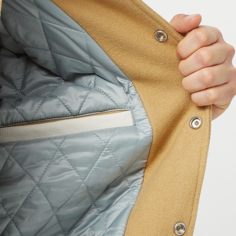 A Bathing Ape Multi Motif Varsity Jacket beige