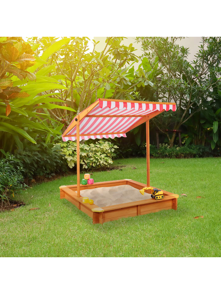 relaxdays Sandkasten in Natur - (B)117 x (H)117 x (T)117 cm günstig kaufen onesize