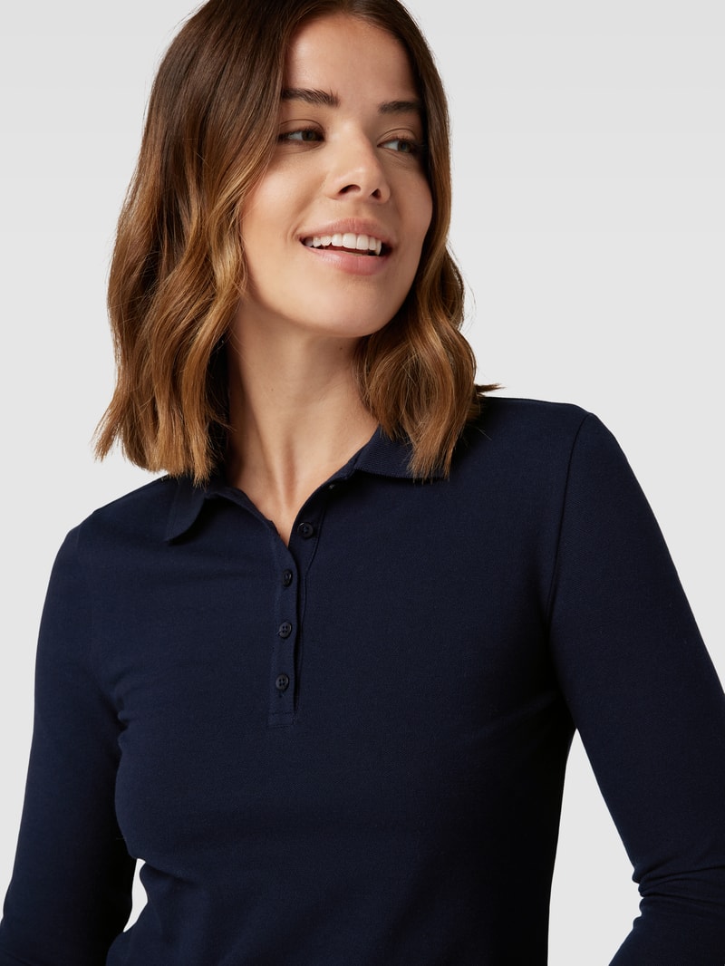Longsleeve mit Polokragen in dunkelblau
