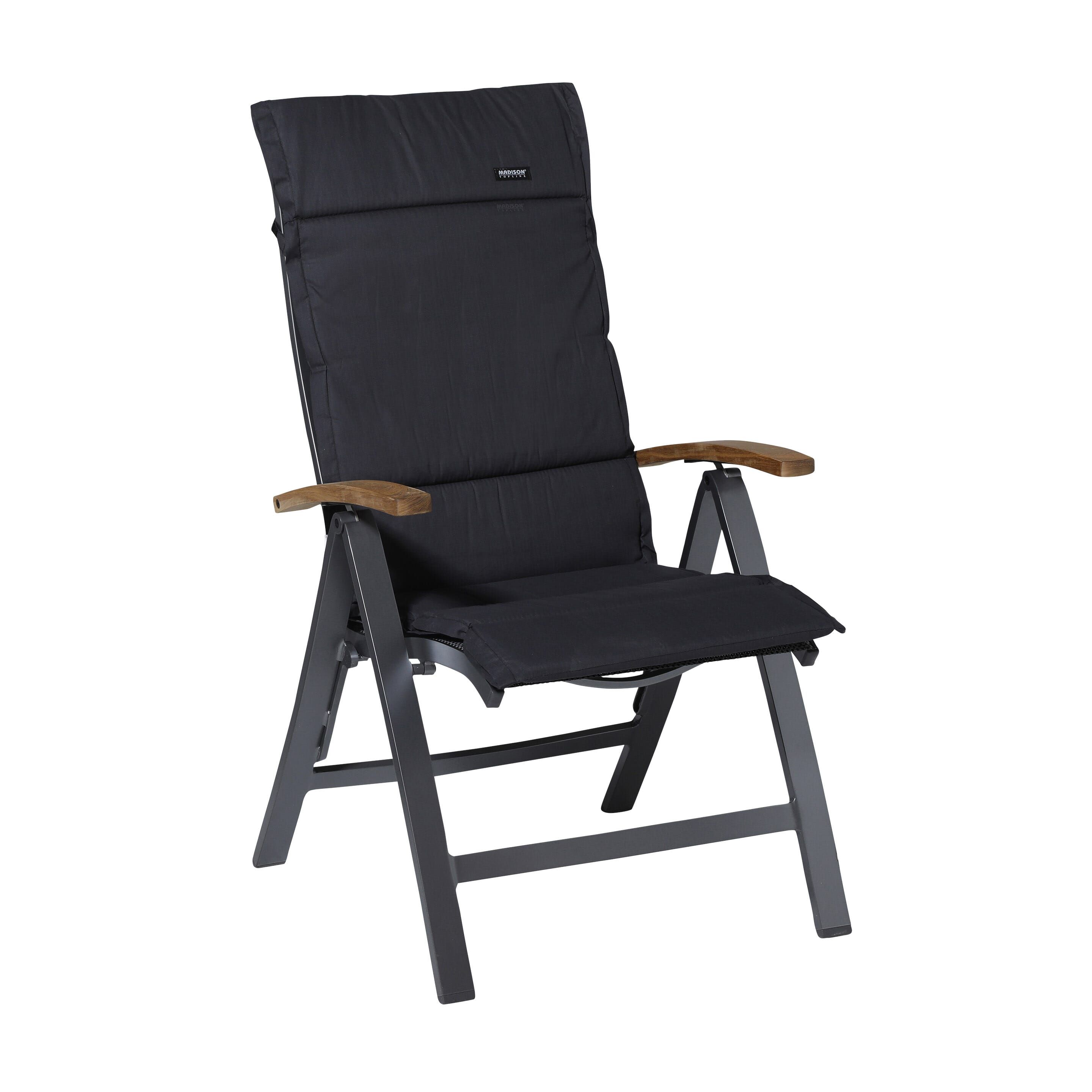 Madison Basic Black 125x50 Gartenkissen Faserkissen mit hoher Rückenlehne