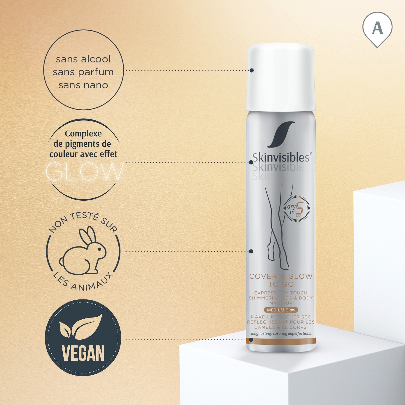 „Skinvisibles“ „Skinvisibles Cover & Glow to go“ vidutinio švytėjimo suteikiantis makiažo pagrindas, 75 ml