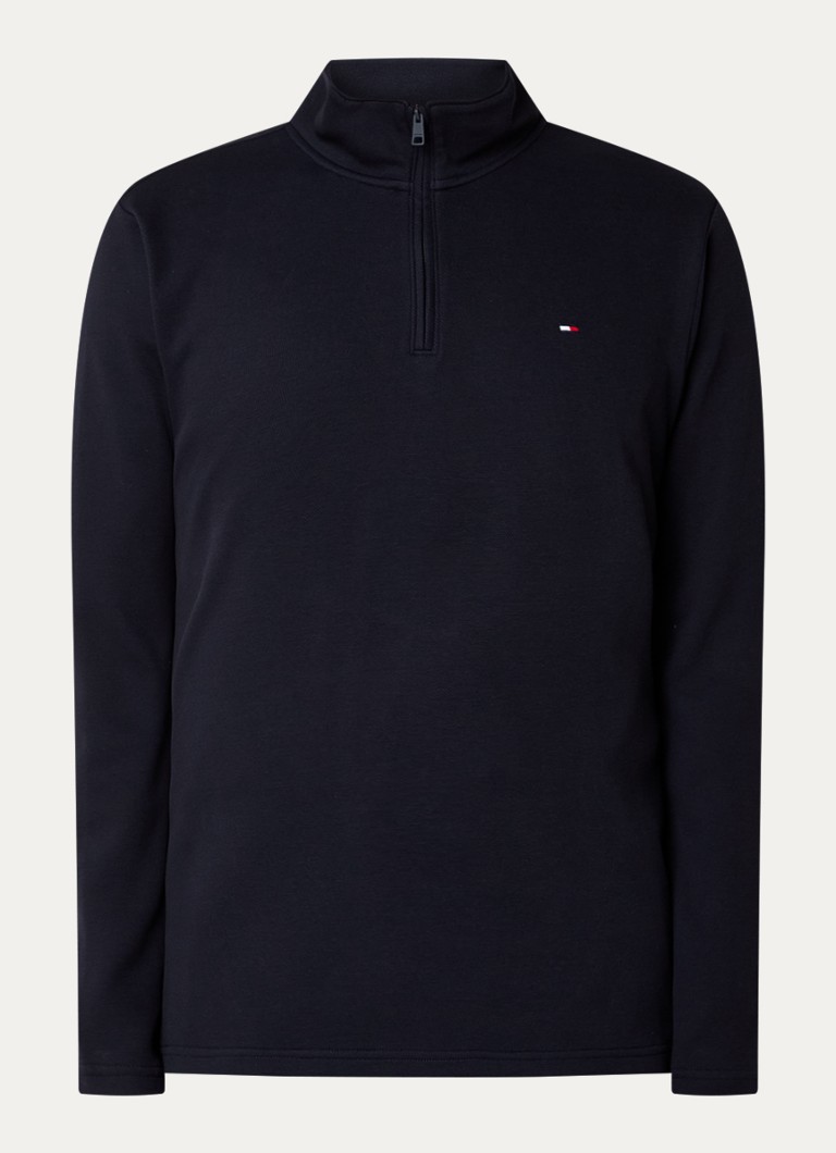 Tommy Hilfiger fino pleteni džemper s poluzatvaračem i logotipom