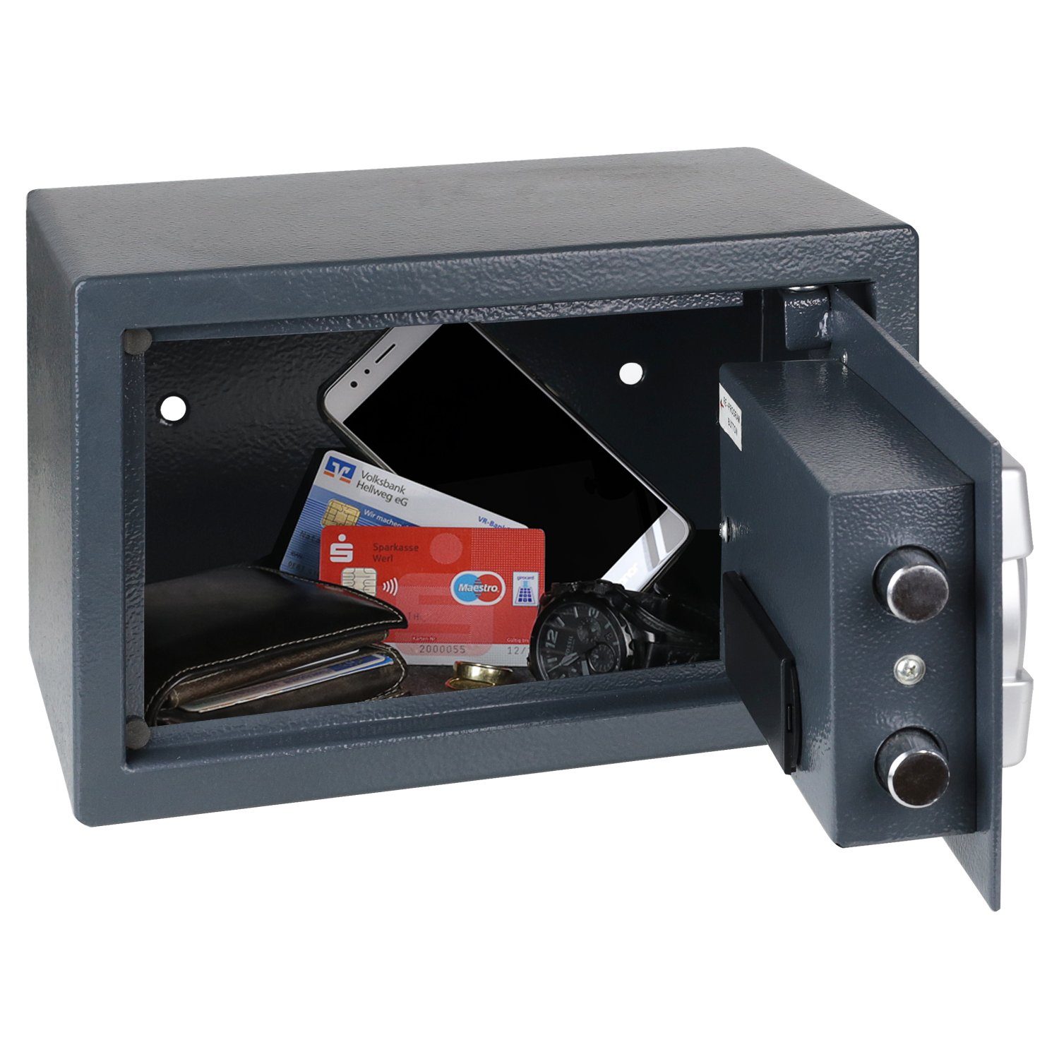 HMF Möbeltresor Robuster Tresor aus Stahl, Schließfach mit Elektronischem Schloss, 31x20x20cm