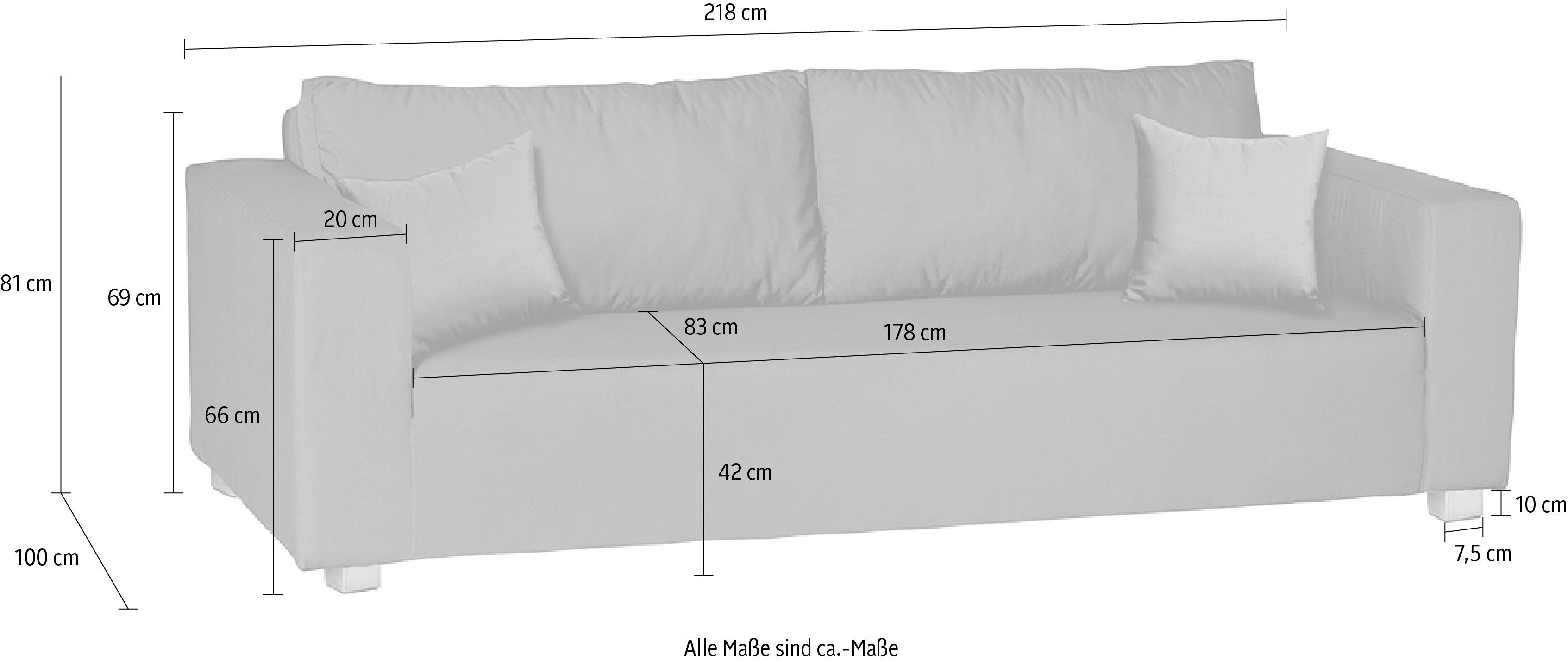 Fink 3-Sitzer CARLO, für Outdoor geeignet, UV beständig, Breite 218 cm