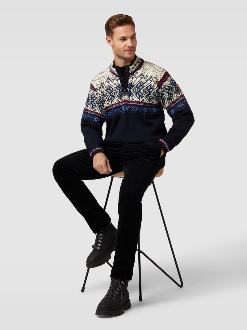 Strickpullover mit kurzem Reißverschluss Modell 'Vail' in marineblau