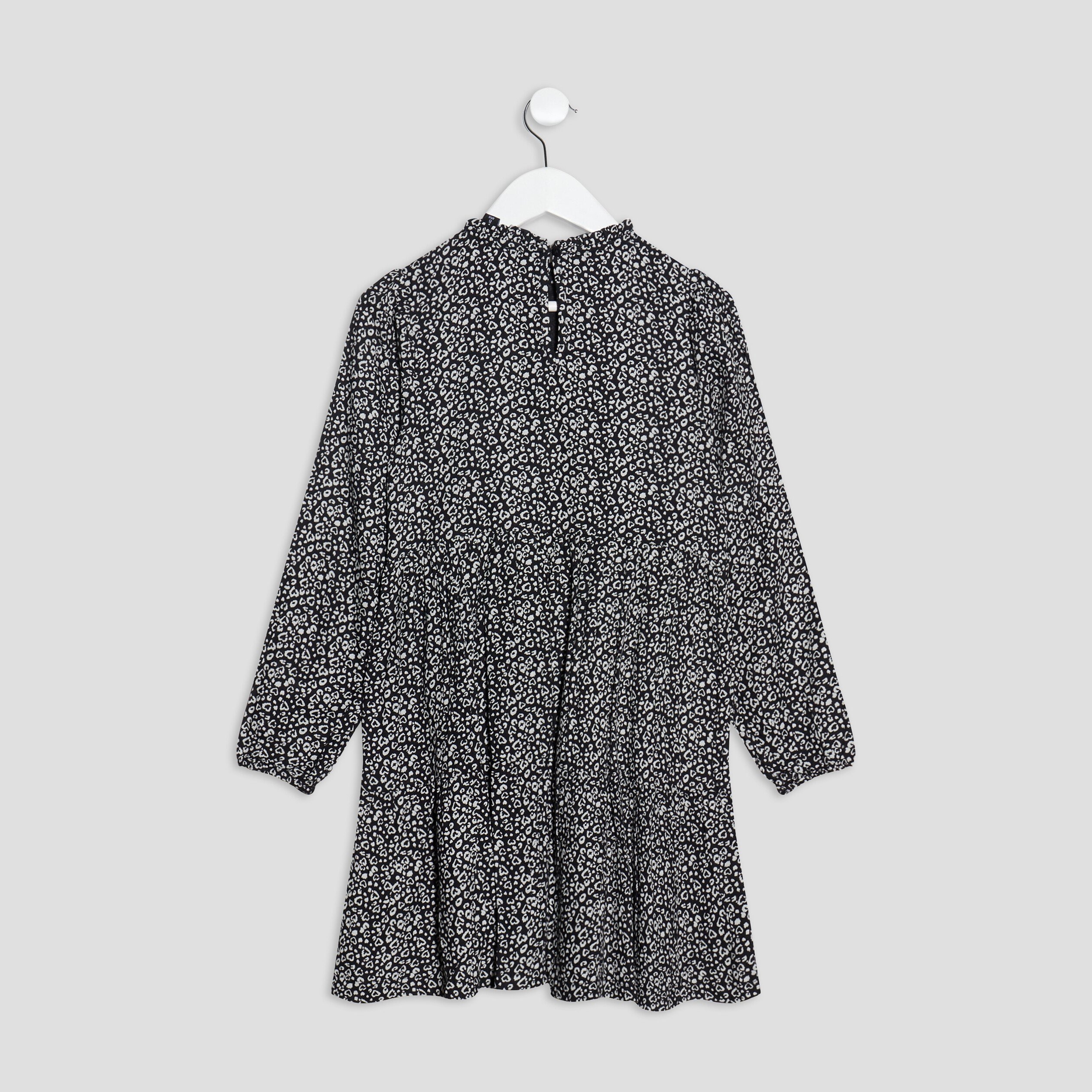 Robe évasée manches longues noir fille | La Halle