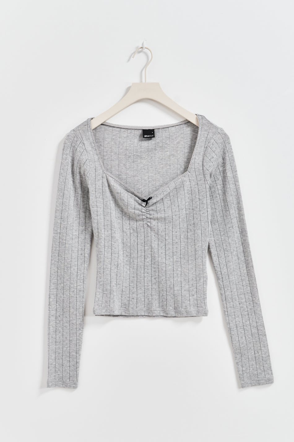 Pointelle bow top