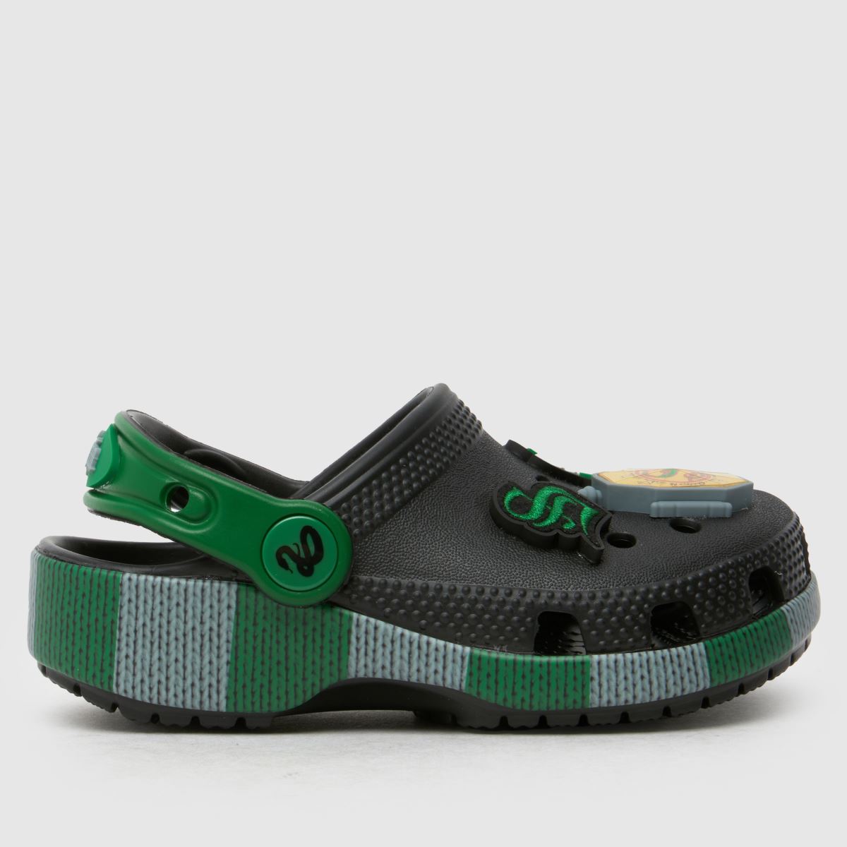 Crocs fekete és zöld Slytherin klumpa kisgyermek szandál