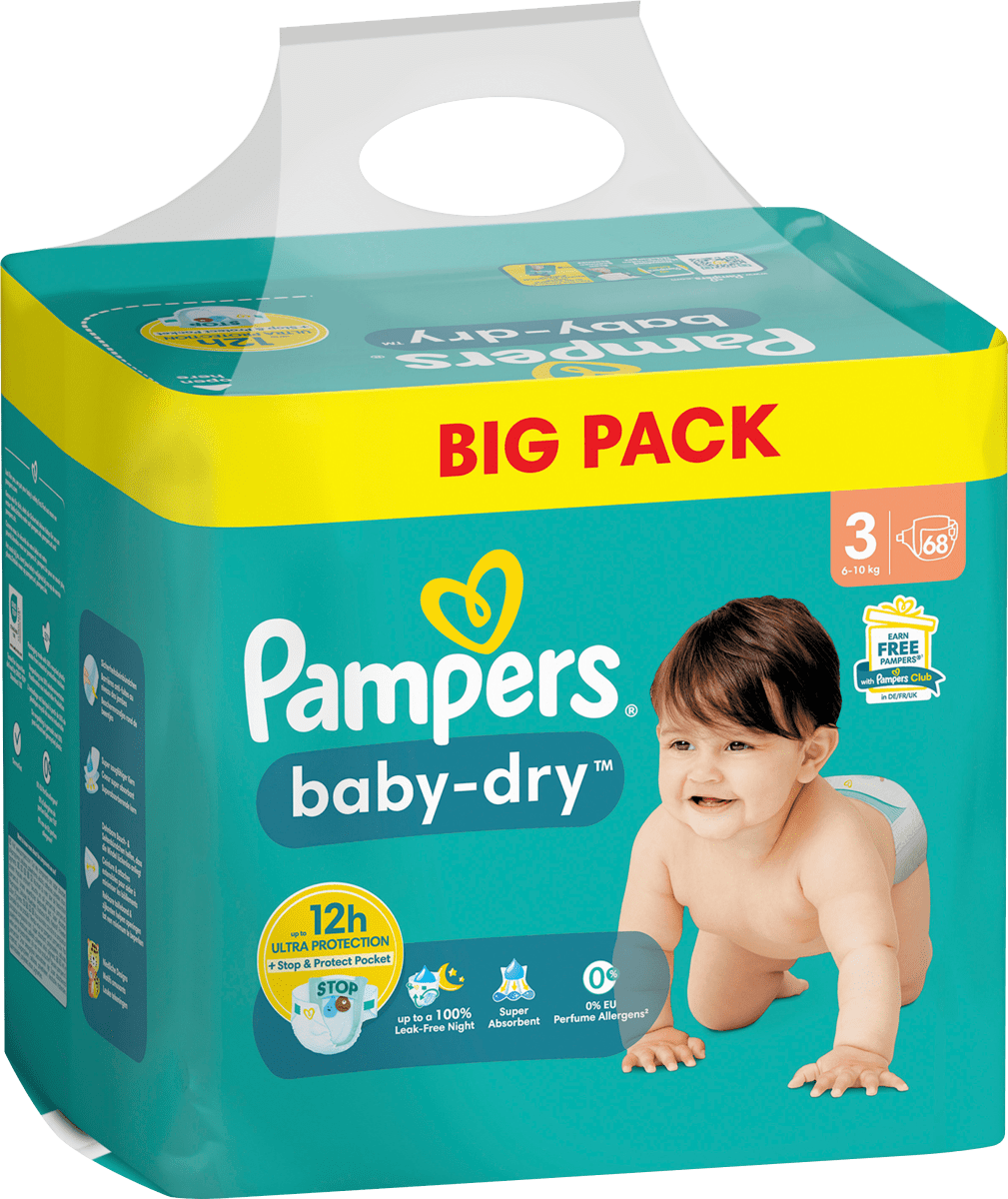 Windeln Baby Dry Gr. 3 Midi (6-10kg), Big Pack, 68 St