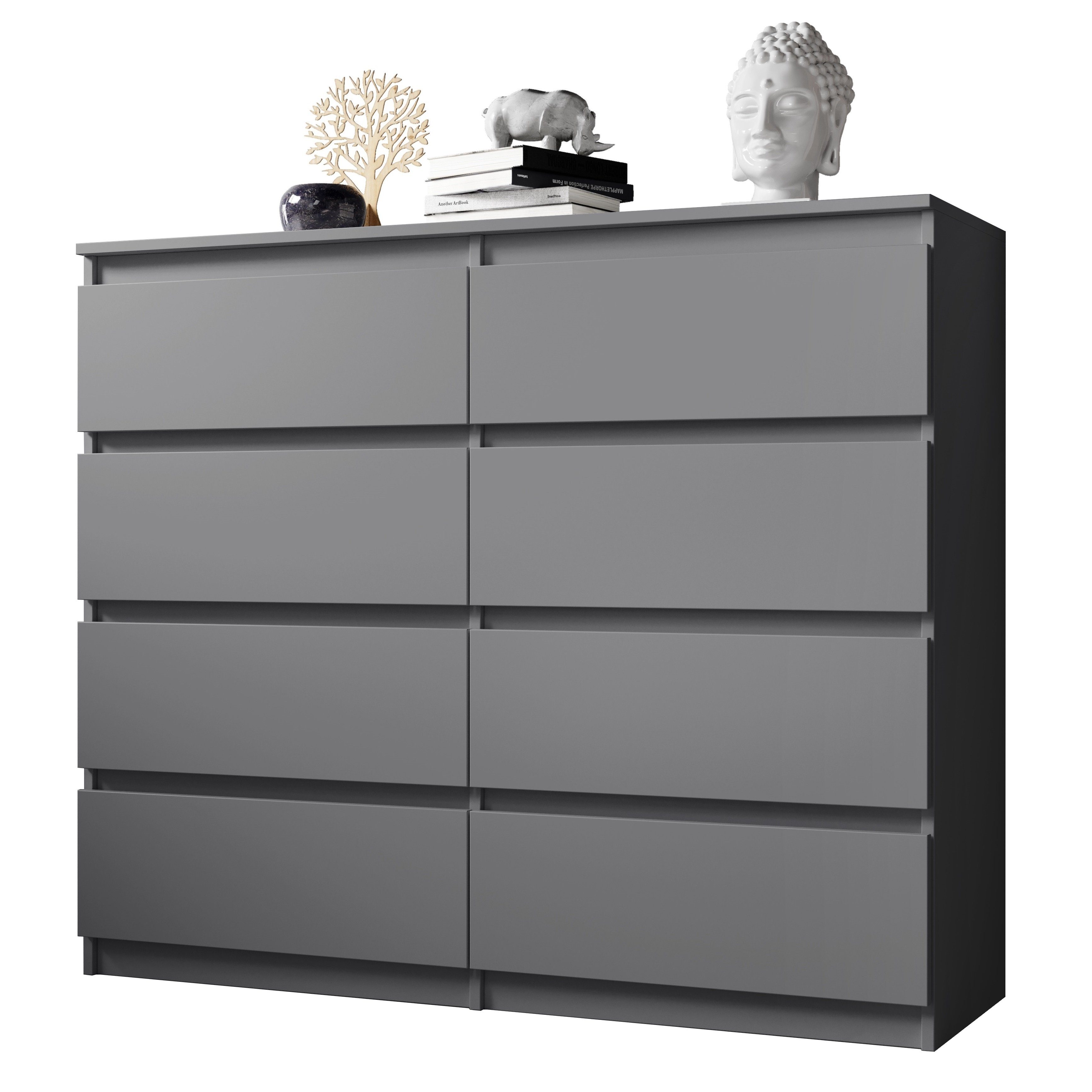 Furnix Hochkommode ARENAL multifunktional viel Stauraum, mit 8 Schubladen, B119,8 x H98,5 x T35 cm