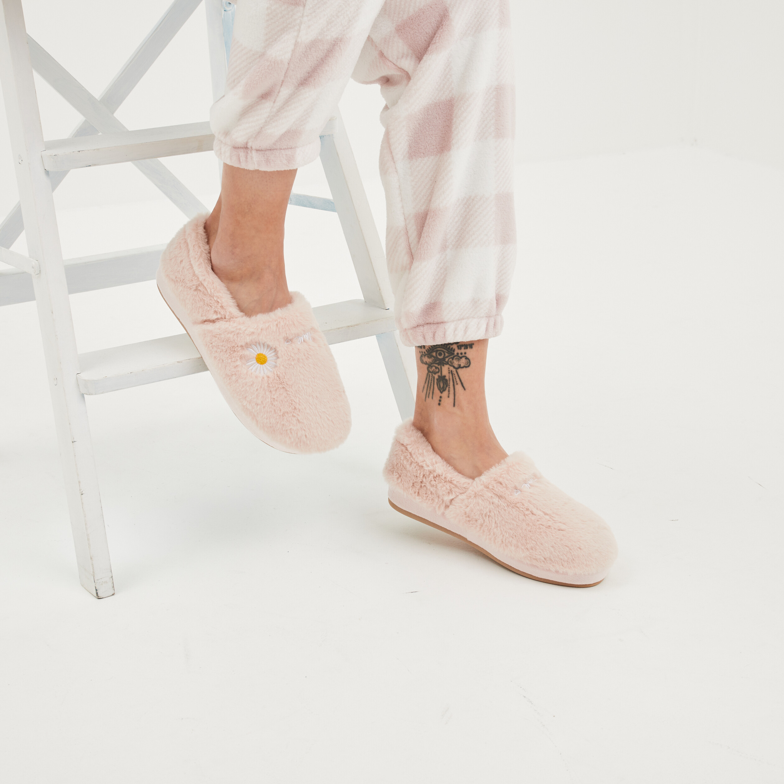 Chaussons sans gêne fourrure rose femme | La Halle