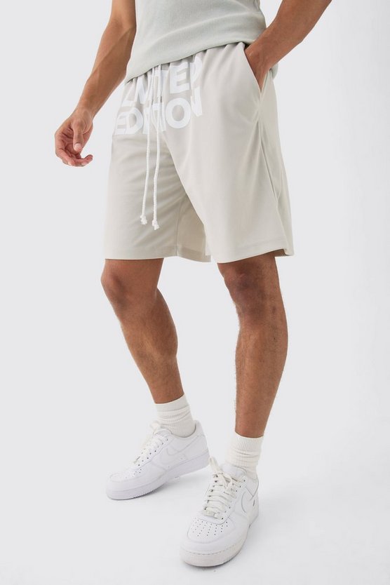 Lockere mittellange Limited Edition Mesh-Shorts