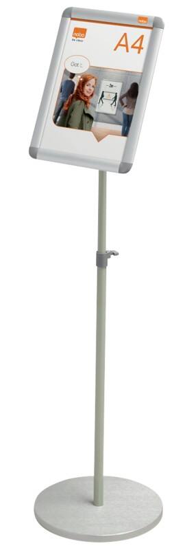 Nobo Premium Plus Freistehender Höhenverstellbarer Klapp-Infoständer 1902383 A4 Aluminium Silber 140 cm