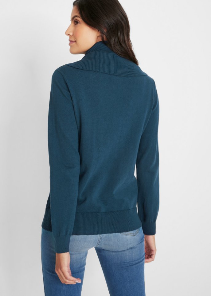 Feinstrickpullover mit weitem Kragen