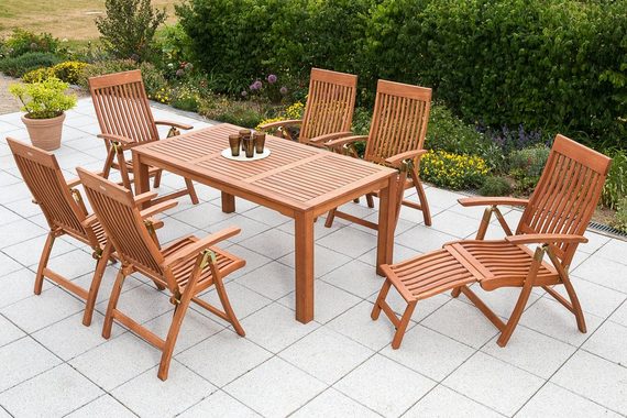 MERXX Gartensessel Comodoro (1-St), Eukalyptusholz, verstellbar, klappbar, braun