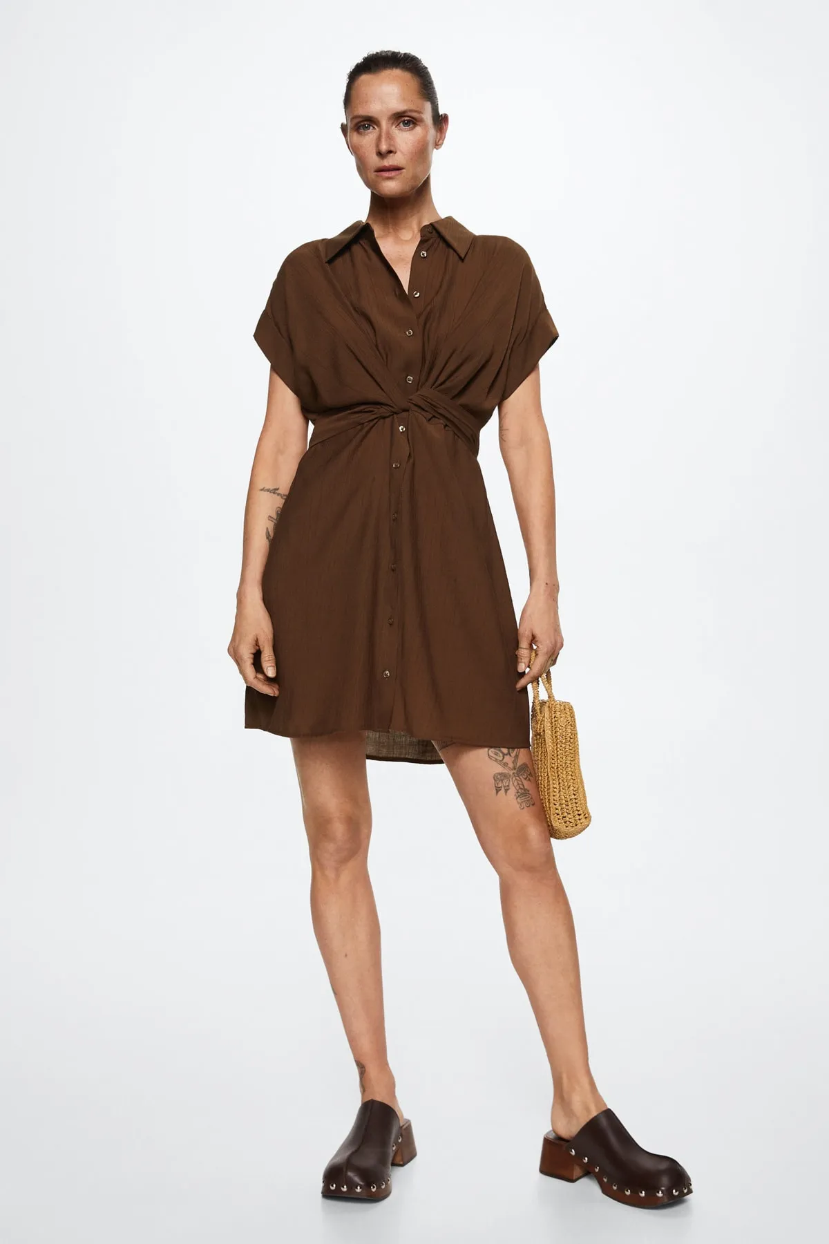 MANGO  Braunes Damenkleid 37710456