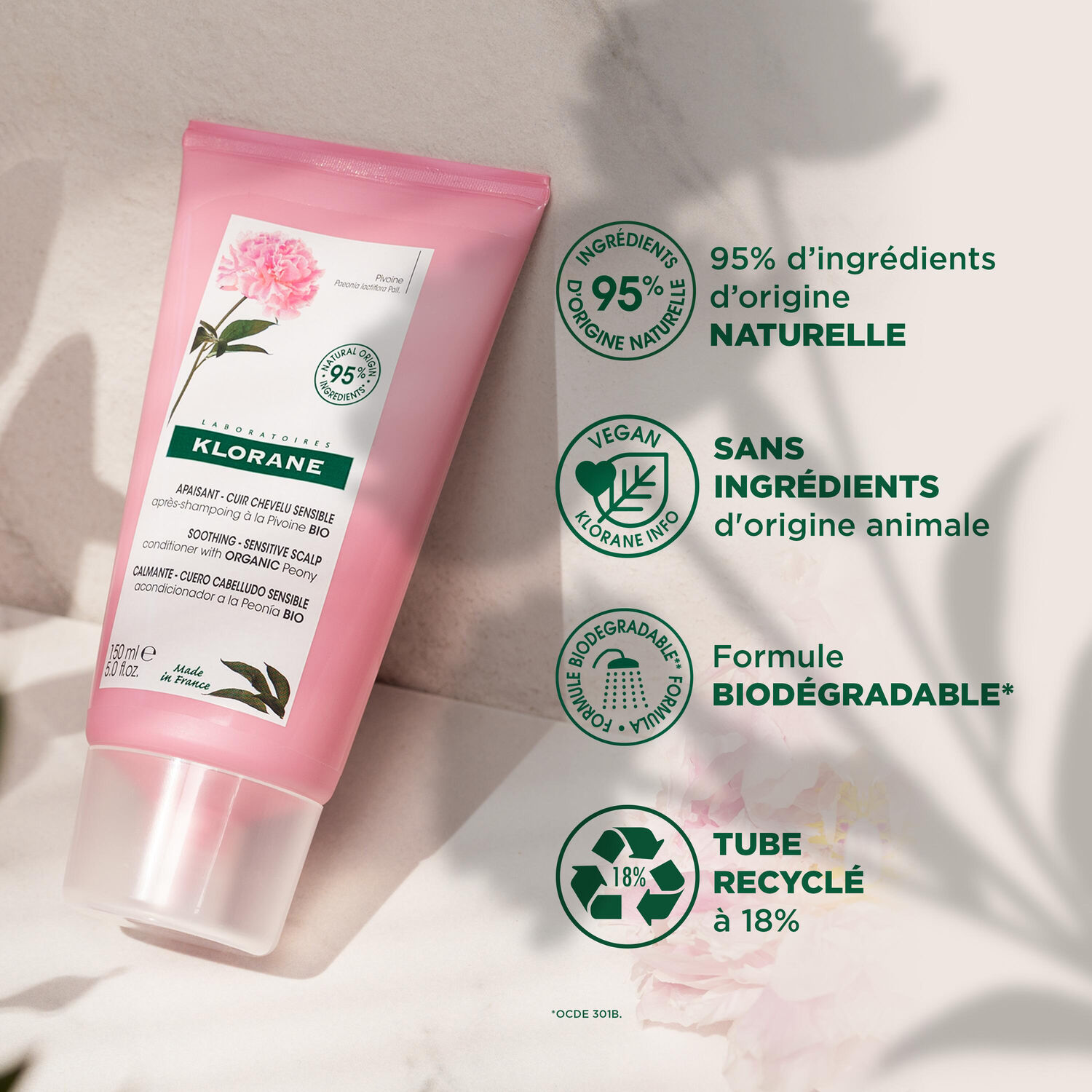 Klorane Après-Shampoing Pivoine - Cuir chevelu irrité - 150 ml