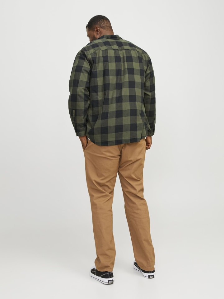 JACK & JONES PLUS Karohemd in Dusty Olive günstig kaufen