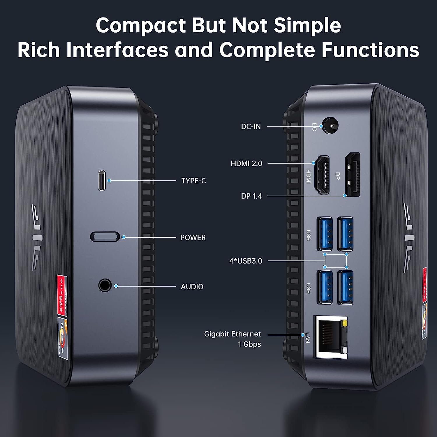 NiPoGi Business Windows Computer Mini Pc Office HomeOffice AMD Ryzen 7 3750H Mini-PC (AMD Ryzen 7, Radeon RX Vega 10, 16 GB RAM, 512 GB SSD, Luftkühlung, Multimedia, Workstation, Gaming Pc, Laptop, Zocker)