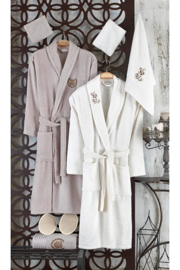 Güvenal  Rüya 10-teiliges besticktes Bademantel-Set | Bademantel-Set | Mitgift festgelegt
