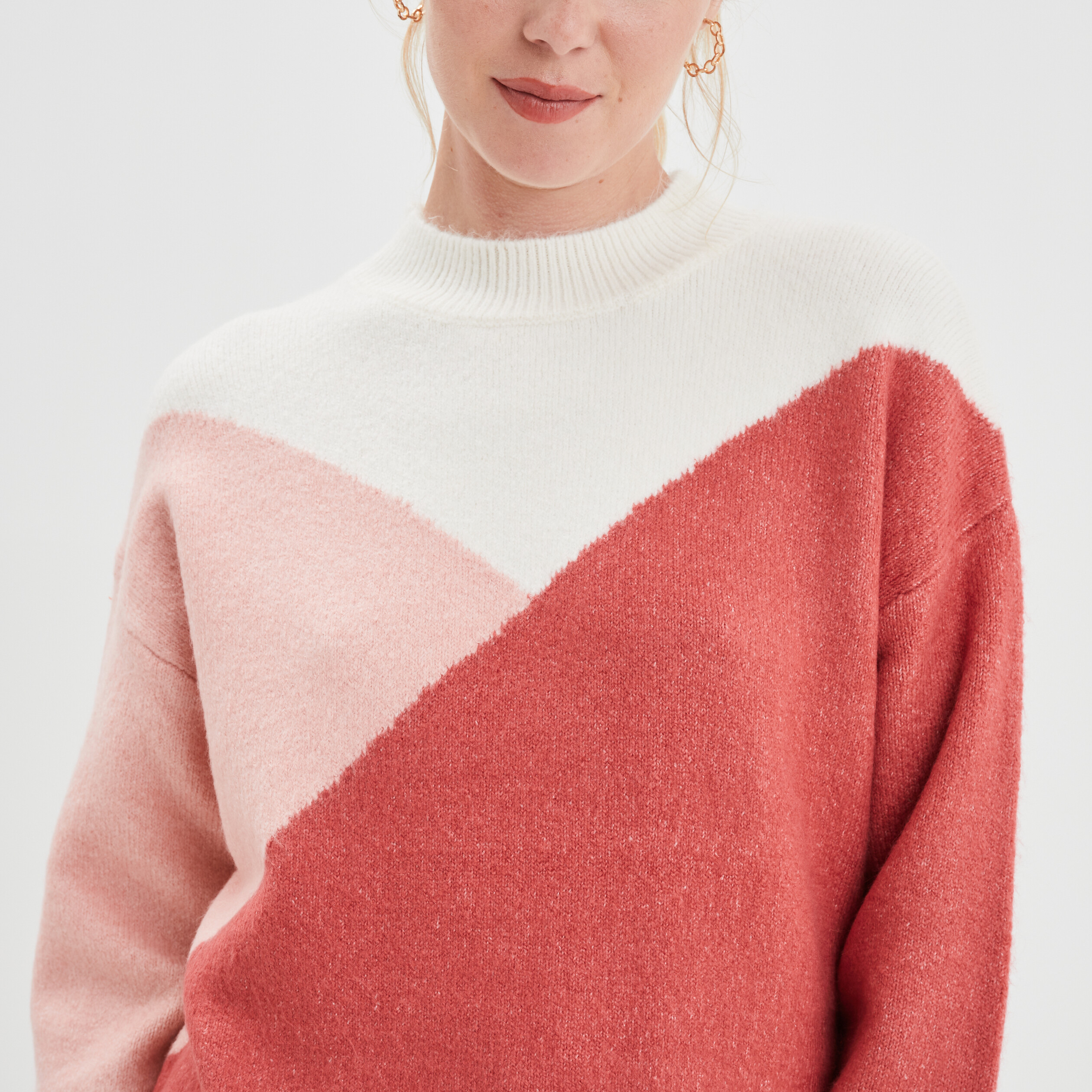 Pull avec col montant rose femme | La Halle