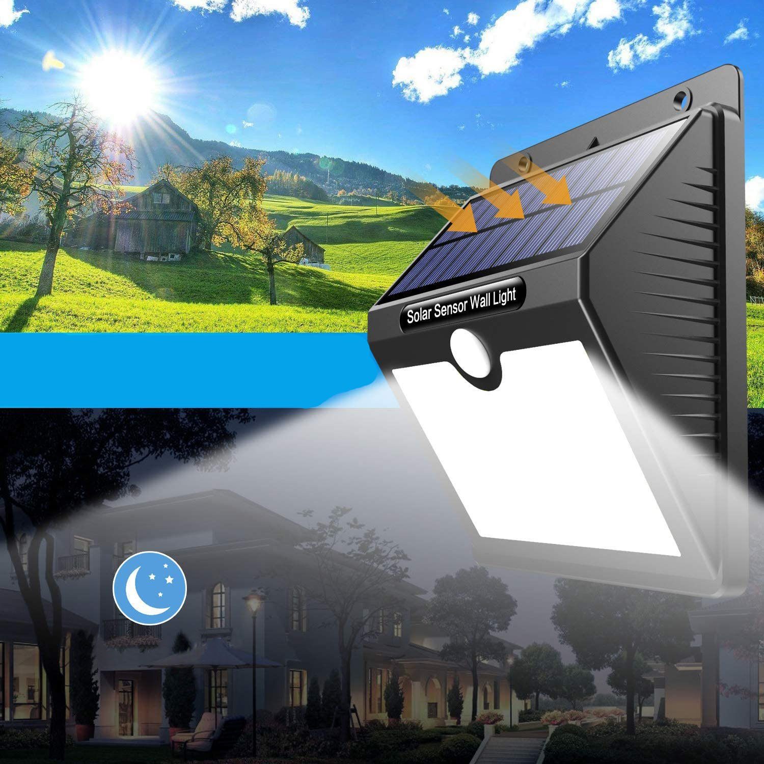 oyajia LED Solarleuchte 4x LED Solarlampe mit Bewegungsmelder Superhelle 6000K, LED fest integriert, Außen Wasserdichte IP65 Solarlampe Sicherheitswandleuchte