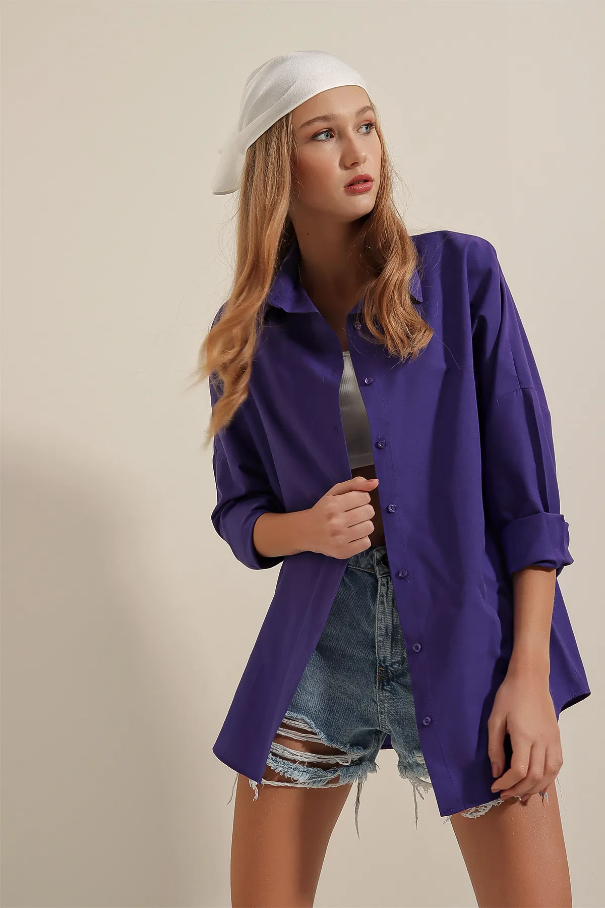 Bigdart  3900 Oversize-Lang-Basic-Hemd – Lila