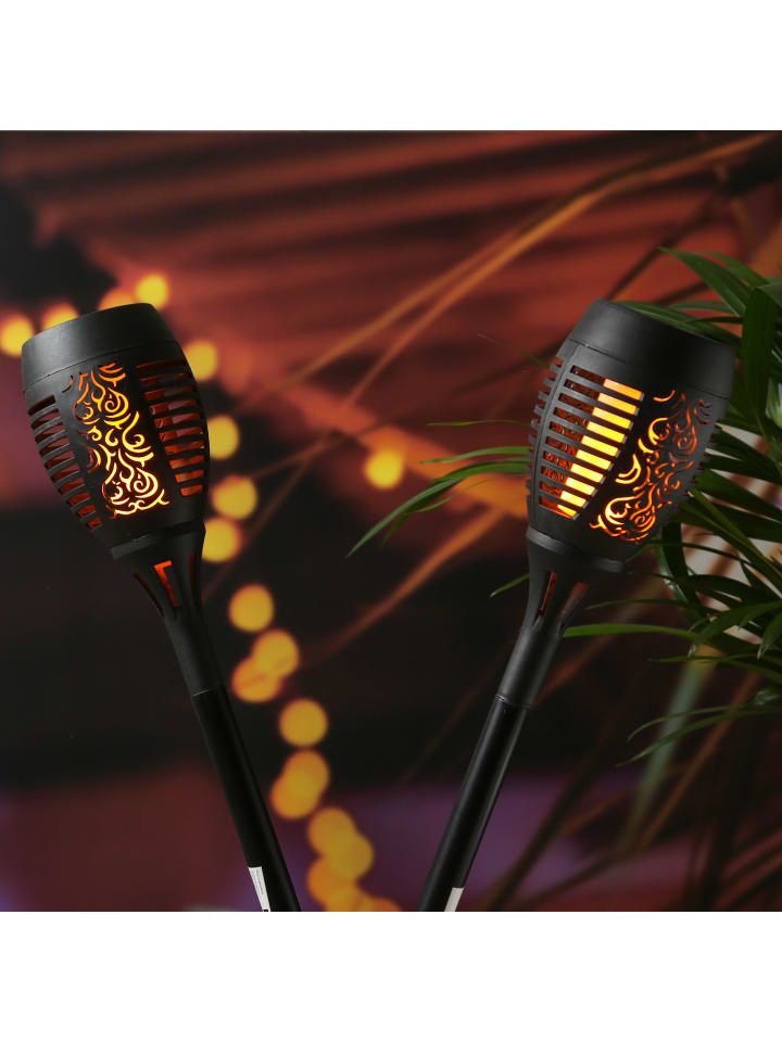 MARELIDA 2er Set LED Solar Gartenfackel mit Flammeneffekt H: 40cm in schwarz günstig kaufen onesize