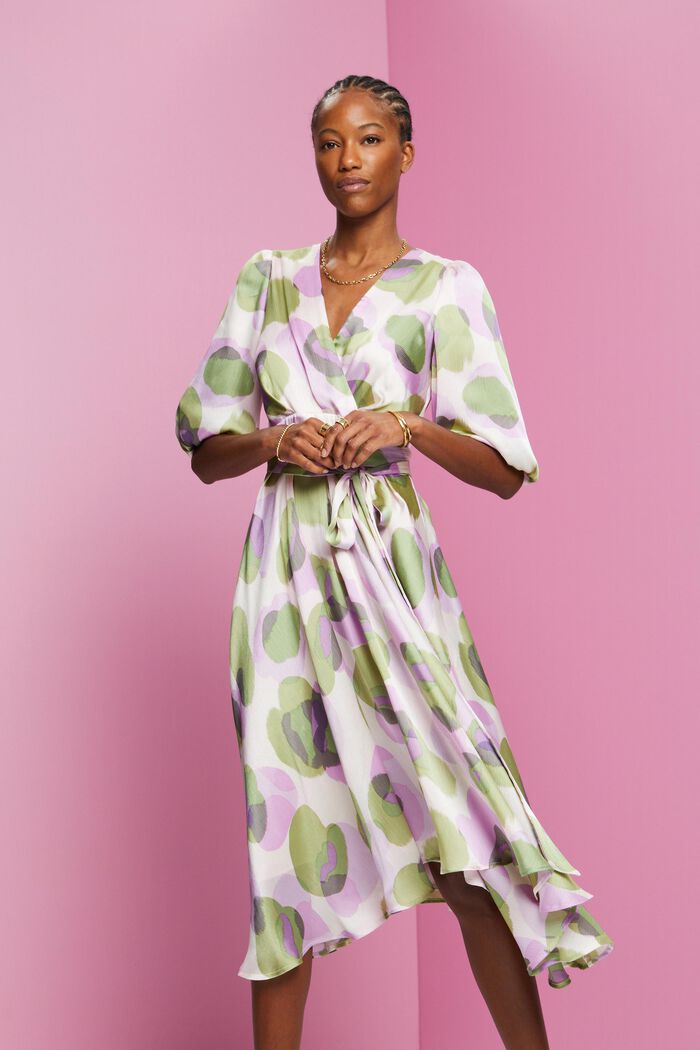 Midikleid in Crinkle-Optik mit Allover-Print