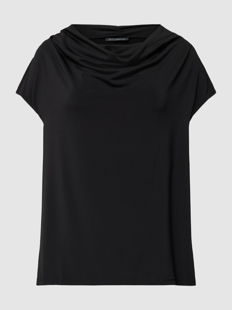Blusenshirt mit Wasserfall-Ausschnitt in schwarz