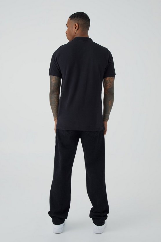 Kurzärmliges Slim-Fit Pique Poloshirt mit Herz