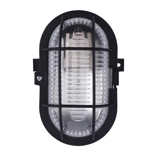 Eurolux 66.023.01 LED-Baustellenleuchte Bulleye 60-P – schwarz – E27 – Kunststoffgehäuse mit Drahtkäfig