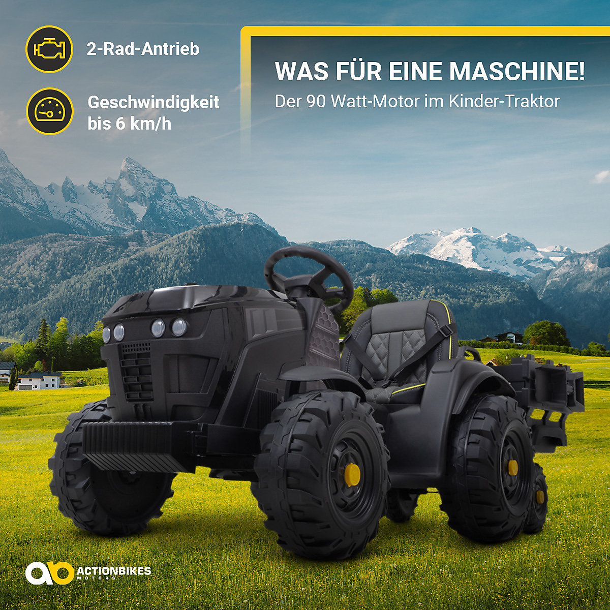 Kinder Elektroauto Kindertraktor mit Anhänger - TD925 - Staufach - Schaufel