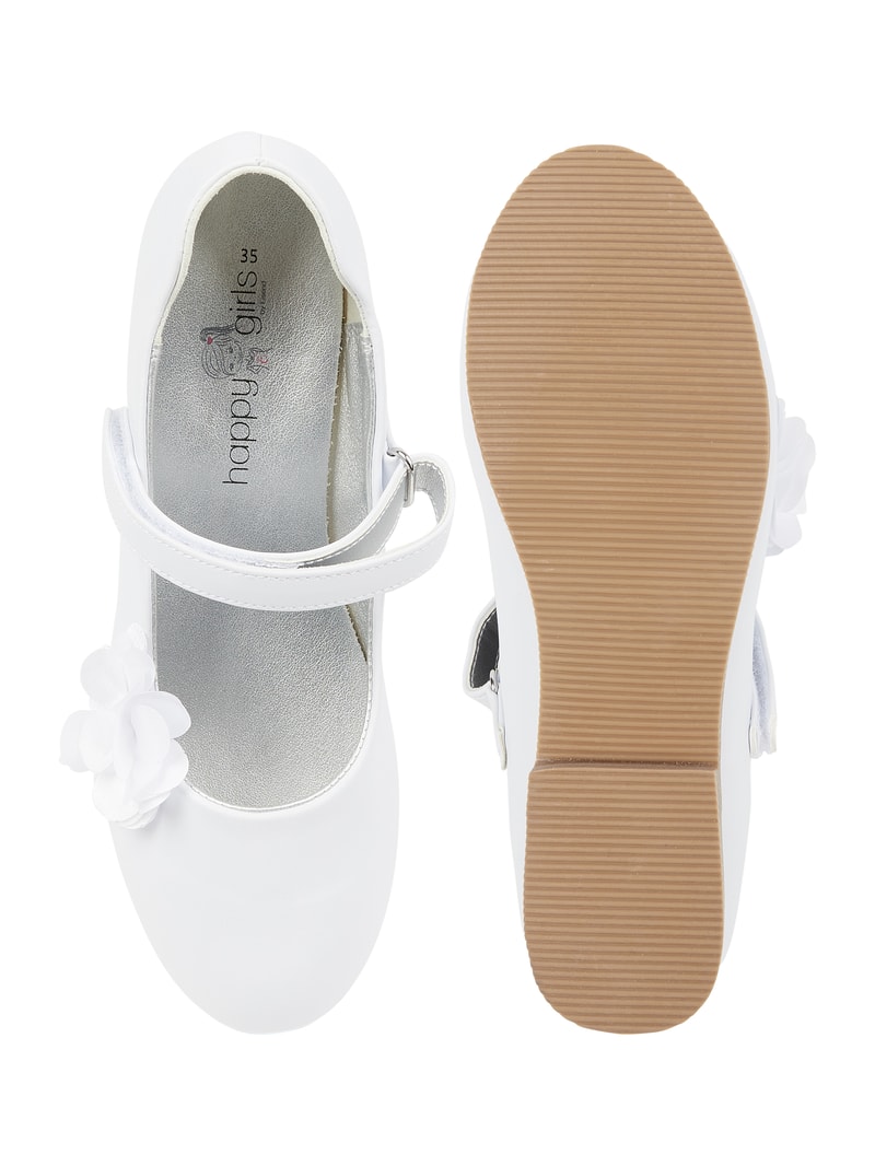 Ballerinas mit Blüten-Applikation in weiß