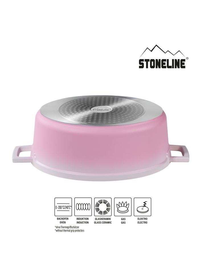 Stoneline Cocotte Bräter Oval 32x25 cm | mit Deckel in Rosa günstig kaufen Ø 32 cm