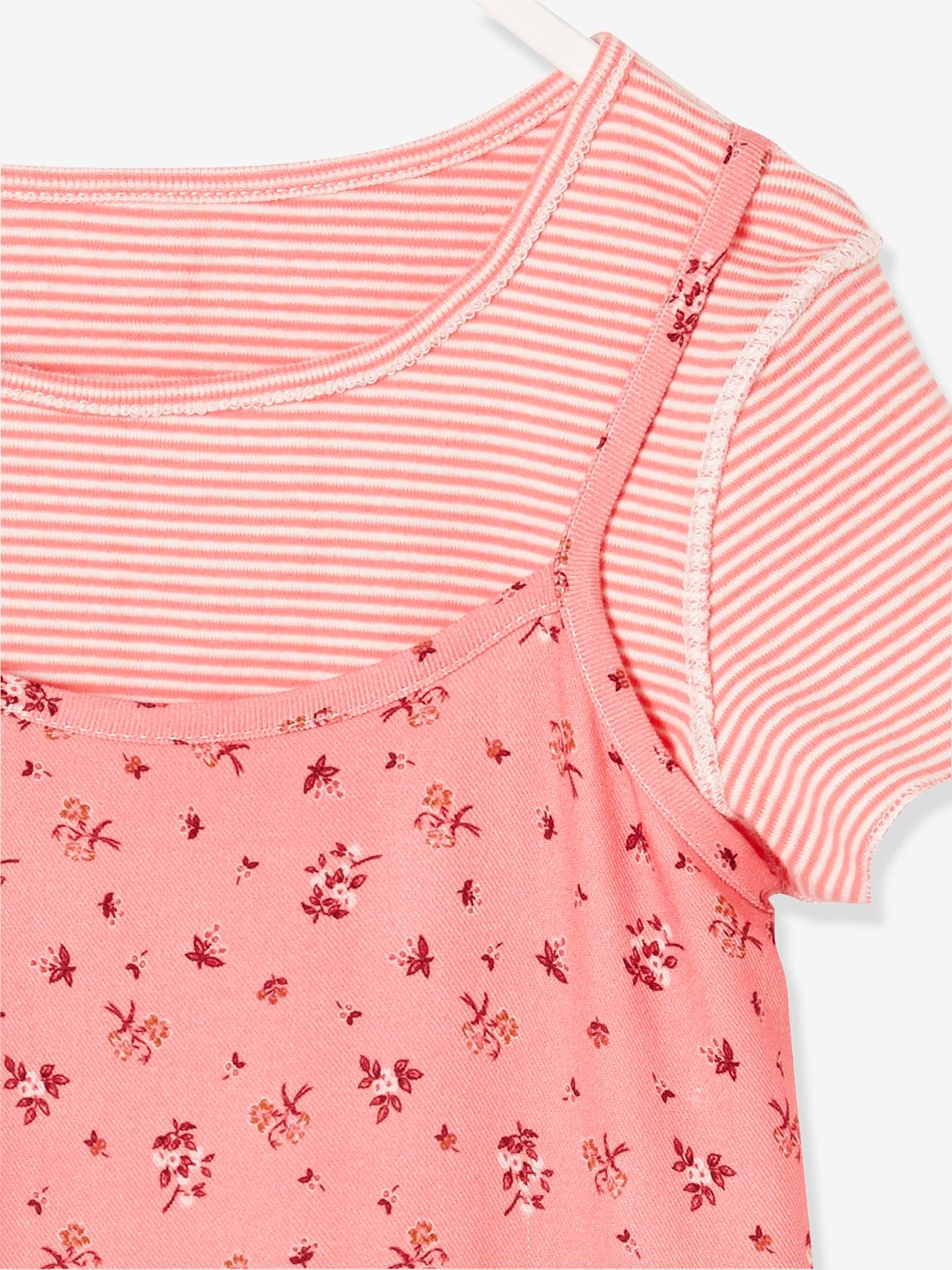 Robe réversible fille bimatière rose