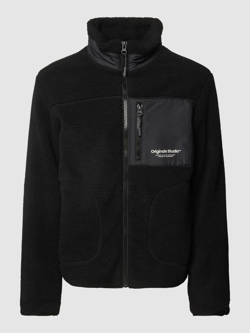 Jacke aus Teddyfell Modell 'JORVESTERBRO' in schwarz
