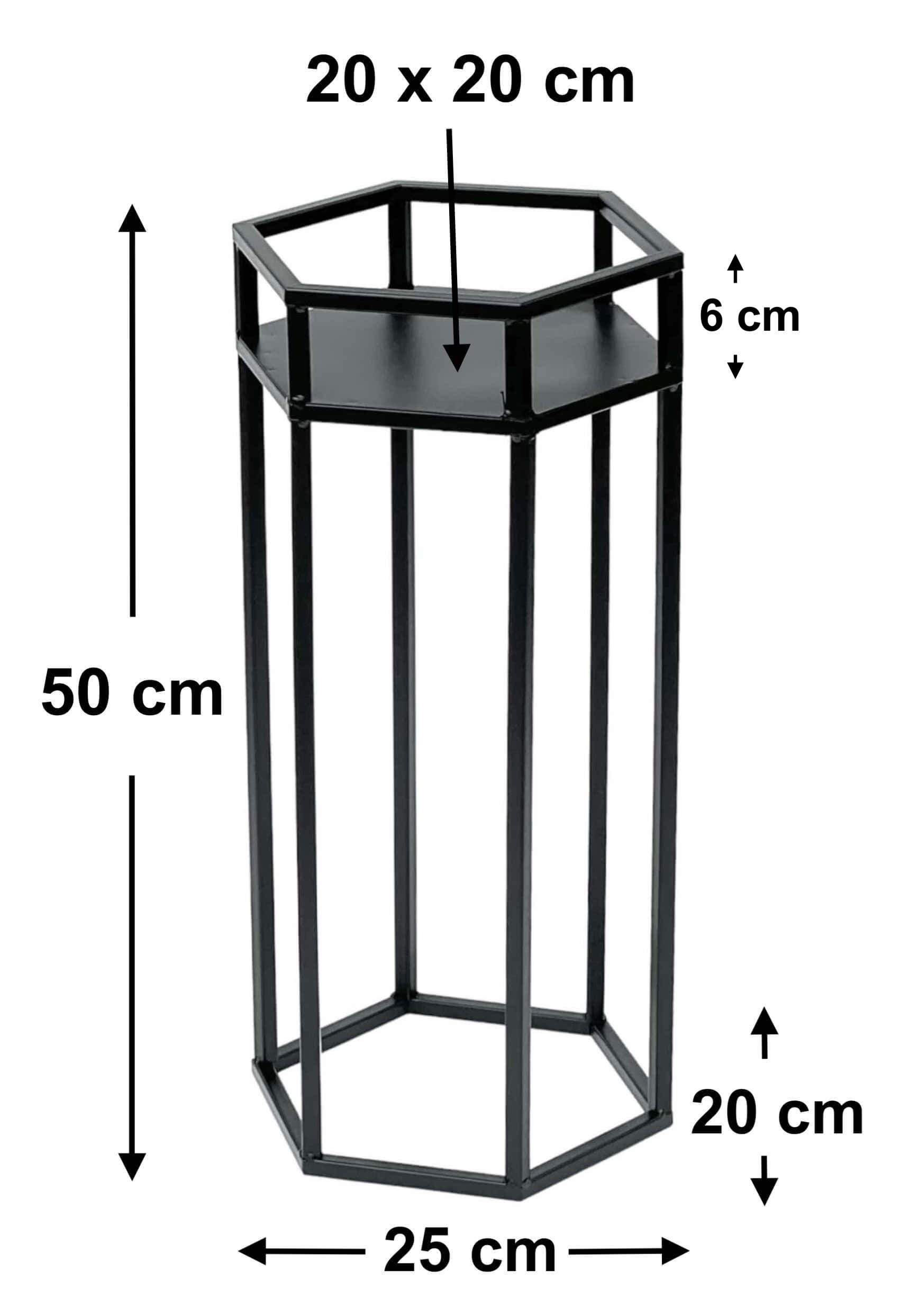 DanDiBo Blumenständer Blumenhocker Metall Schwarz 6eck 50 - 70 cm Blumenständer 96453