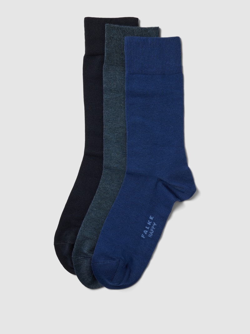 Socken mit Label-Stitching im 3er-Pack in blau