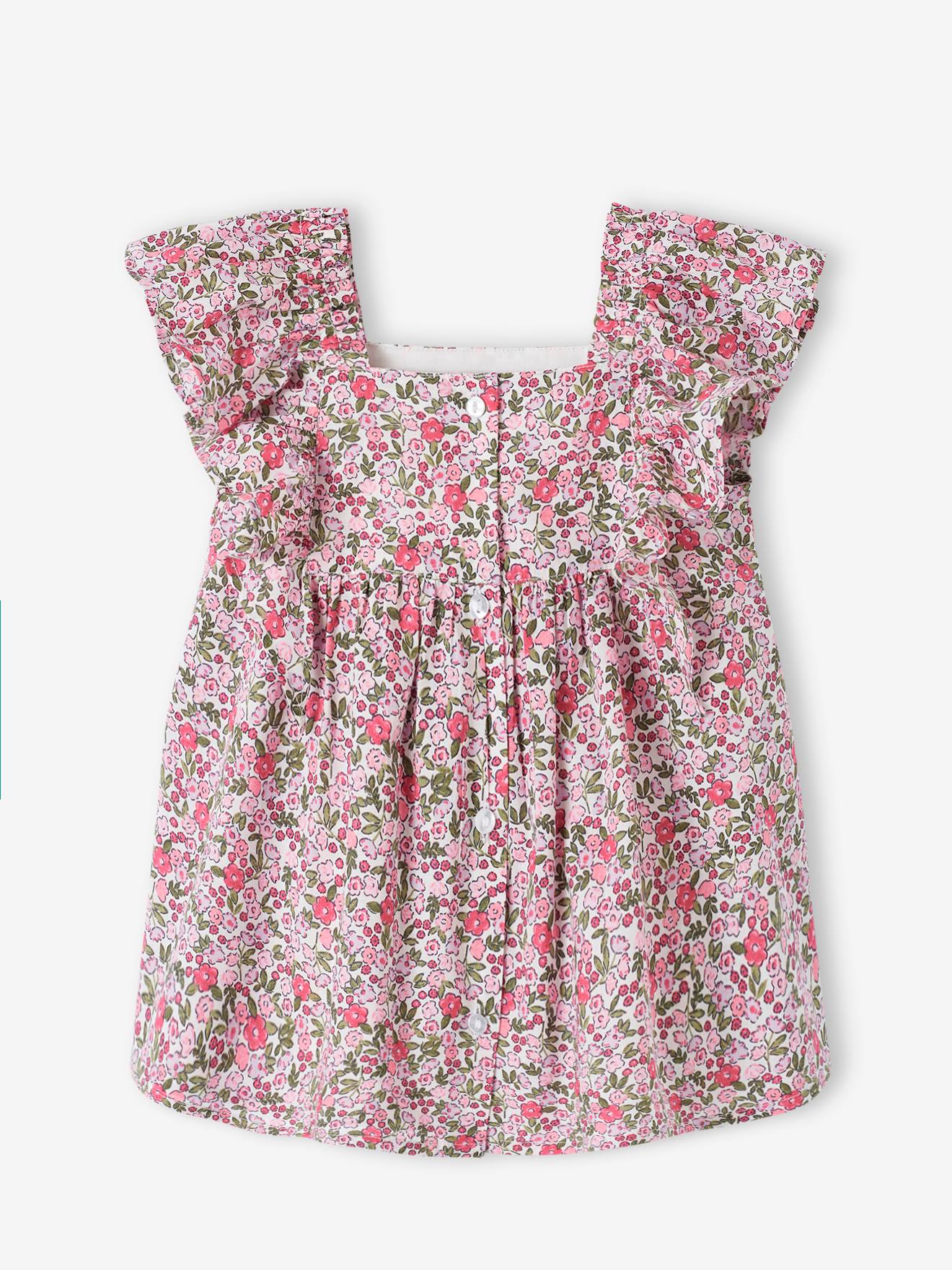 Vertbaudet Baby Volantkleid - rosa kariert