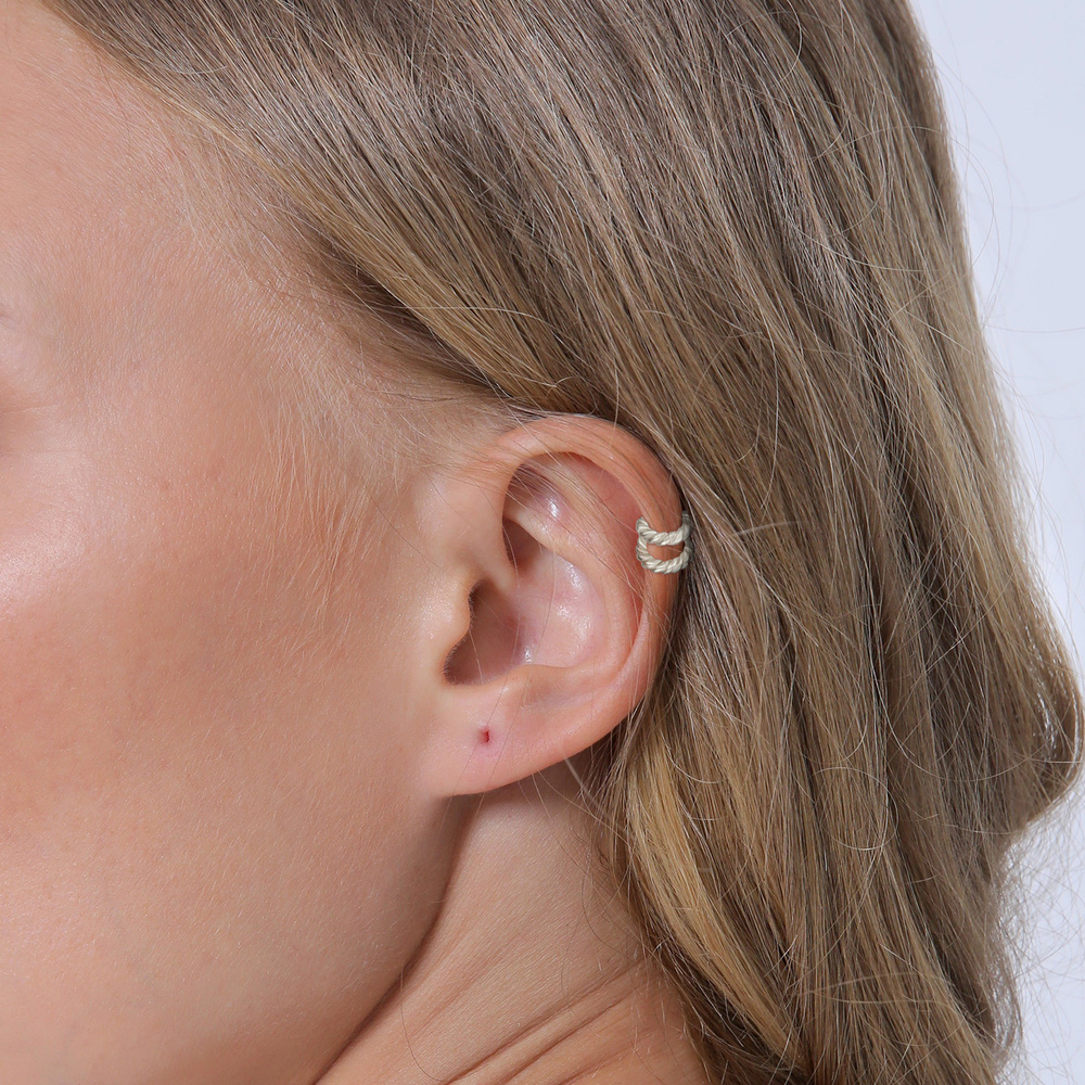 Elli Elli Boucles d'Oreilles Femmes Earcuff double torsadé look en argent sterling 925 Boucles d'oreilles
